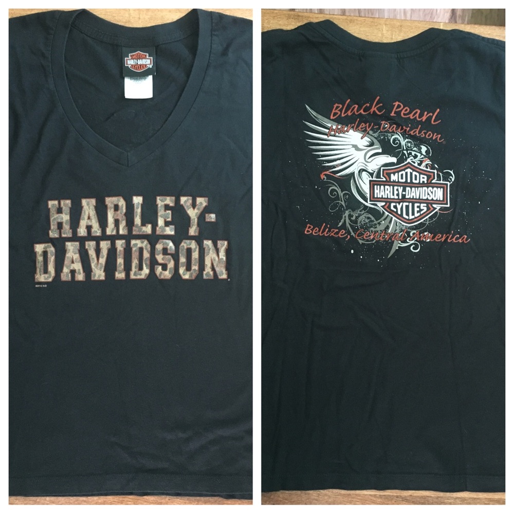 Harley Davidson Black T-Shirt from Black Pearl Harley, Belize Size XS